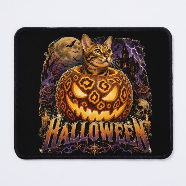 Item preview, Spooky Bengal Cat Inside Jack O'Lantern: Vintage Halloween Tee Design designed and sold by Bengoer18.