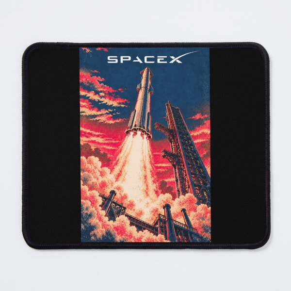 Item preview, SpaceX Starship Reentry – Retro Navy Orange Silkscreen Space Art designed and sold by TEEJAMBOREE.