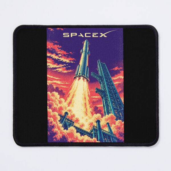 Item preview, SpaceX Starship Reentry – Retro Navy Orange Silkscreen Space Art designed and sold by TEEJAMBOREE.