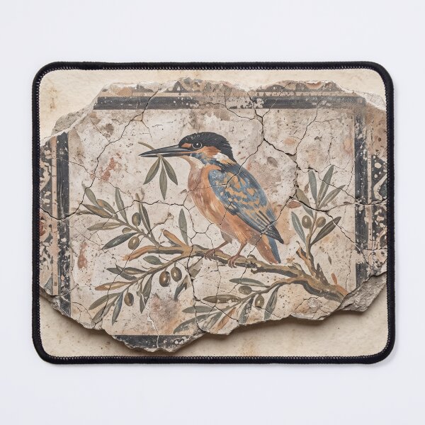 Item preview, Kingfisher on Olive Branch - Ancient Roman Fresco Art designed and sold by codex antique.