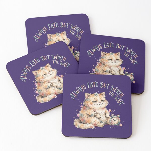 Item preview, Always Late But Worth The Wait Watercolor Sleepy Cat designed and sold by Moad Fahim.