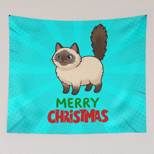 Item preview, Cute Siamese Cat Merry Christmas Holiday Art designed and sold by stormk10.