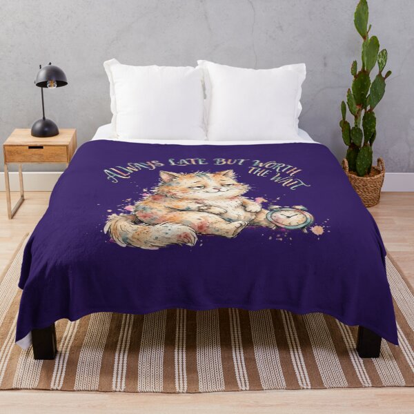 Item preview, Always Late But Worth The Wait Watercolor Sleepy Cat designed and sold by Moad Fahim.