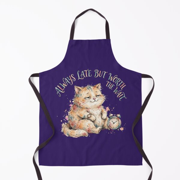 Item preview, Always Late But Worth The Wait Watercolor Sleepy Cat designed and sold by Neon Bones Studio.