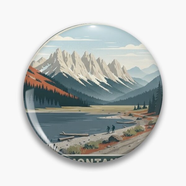 Item preview, Flathead Range Montana Vintage Hiking Badge designed and sold by mnkyride.