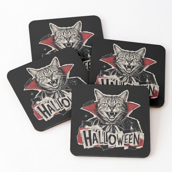 Item preview, Vampire Cat with Fangs – Retro Halloween Collage Design designed and sold by Bengoer18.