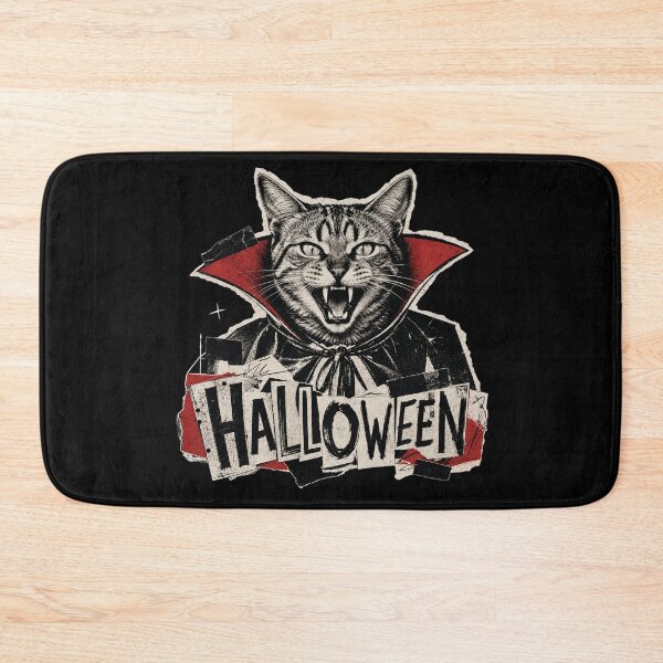 Item preview, Vampire Cat with Fangs – Retro Halloween Collage Design designed and sold by Bengoer18.