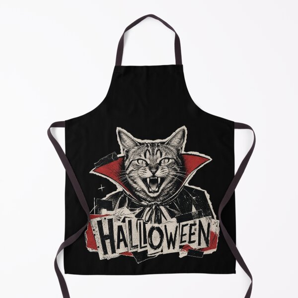 Item preview, Vampire Cat with Fangs – Retro Halloween Collage Design designed and sold by Bengoer18.