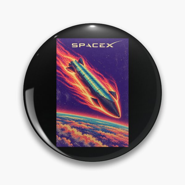 Item preview, SpaceX Starship Reentry – Retro Navy Orange Silkscreen Space Art designed and sold by TEEJAMBOREE.