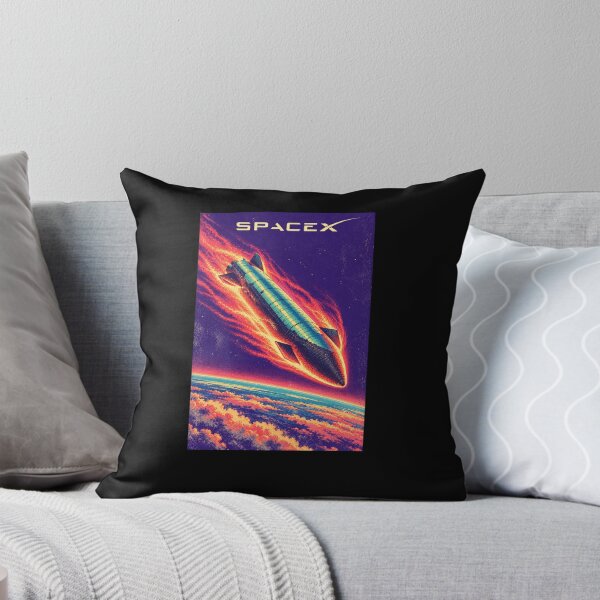 Item preview, SpaceX Starship Reentry – Retro Navy Orange Silkscreen Space Art designed and sold by TEEJAMBOREE.
