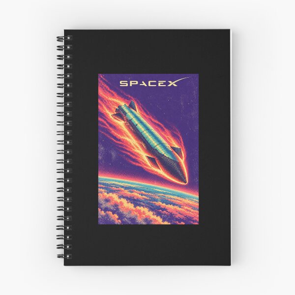 Item preview, SpaceX Starship Reentry – Retro Navy Orange Silkscreen Space Art designed and sold by TEEJAMBOREE.