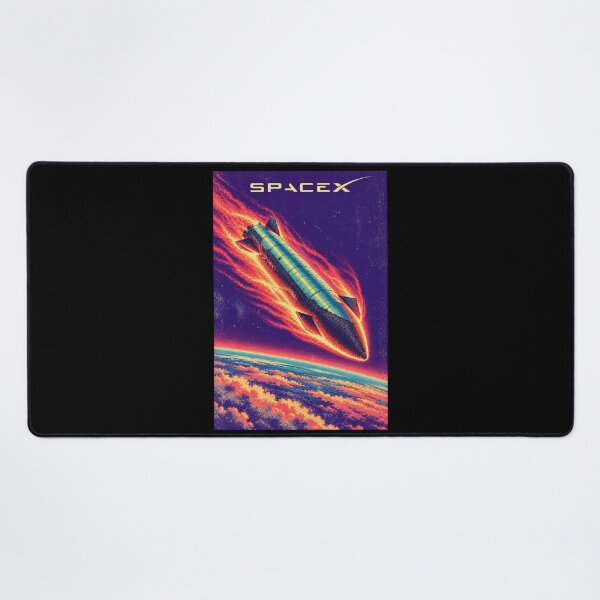 Item preview, SpaceX Starship Reentry – Retro Navy Orange Silkscreen Space Art designed and sold by TEEJAMBOREE.