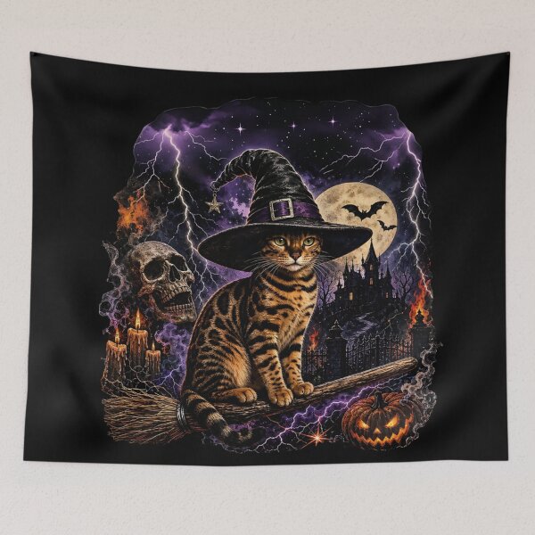 Item preview, Magical Bengal Cat Witch – Mystical Halloween designed and sold by Bengoer18.