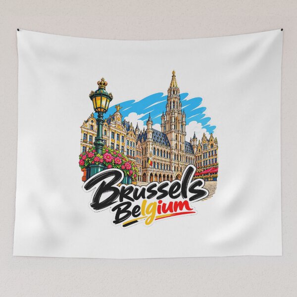 Item preview, Brussels Belgium Illustrated Travel Art designed and sold by EdwinkOne.