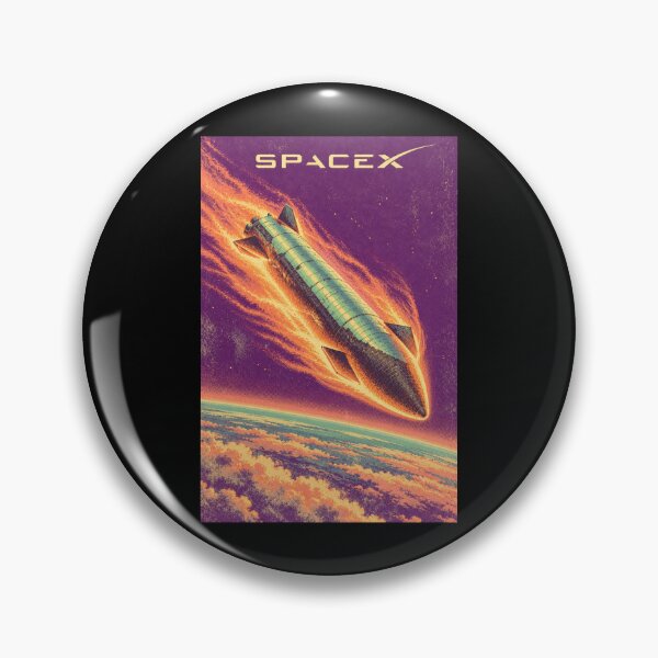 Item preview, SpaceX Starship Reentry – Retro Navy Orange Silkscreen Space Art designed and sold by TEEJAMBOREE.