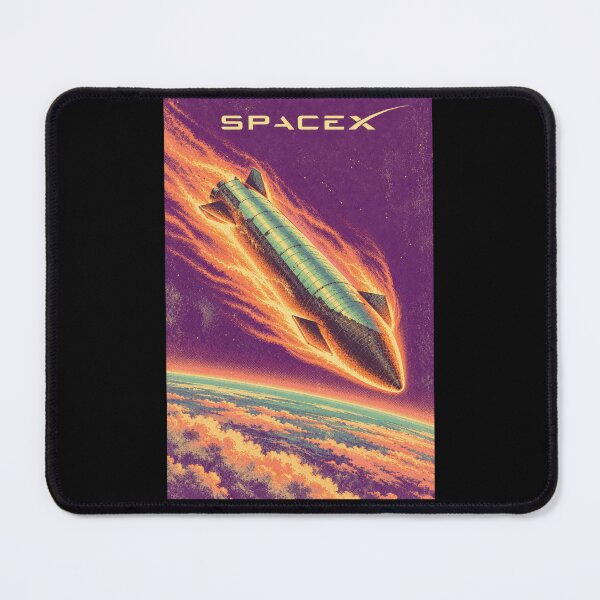 Item preview, SpaceX Starship Reentry – Retro Navy Orange Silkscreen Space Art designed and sold by TEEJAMBOREE.