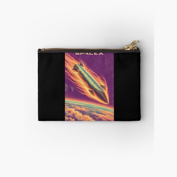 Item preview, SpaceX Starship Reentry – Retro Navy Orange Silkscreen Space Art designed and sold by TEEJAMBOREE.