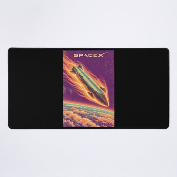 Item preview, SpaceX Starship Reentry – Retro Navy Orange Silkscreen Space Art designed and sold by TEEJAMBOREE.