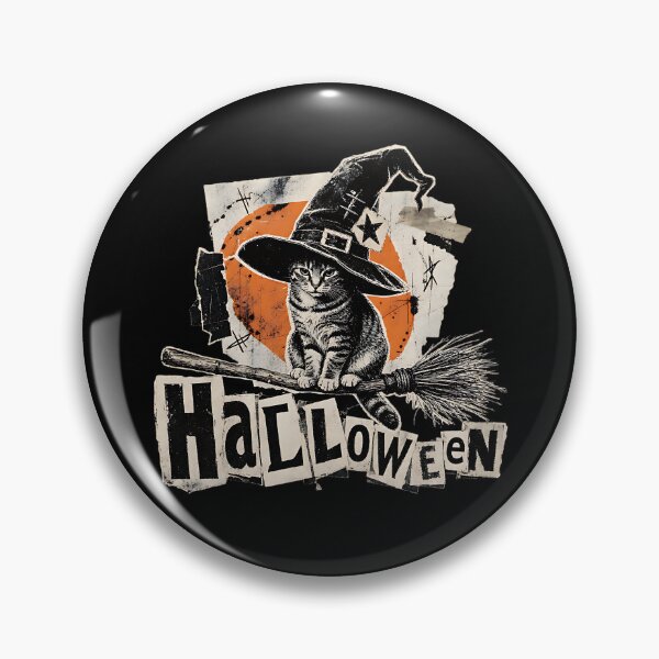Item preview, Cute witch cat on a broomstick – Minimalist grunge Halloween design designed and sold by Bengoer18.
