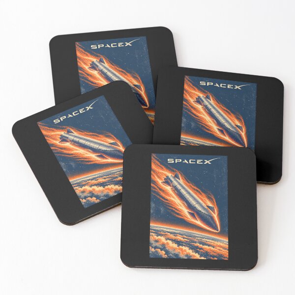 Item preview, SpaceX Starship Reentry – Retro Navy Orange Silkscreen Space Art designed and sold by TEEJAMBOREE.