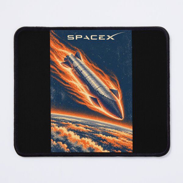 Item preview, SpaceX Starship Reentry – Retro Navy Orange Silkscreen Space Art designed and sold by TEEJAMBOREE.
