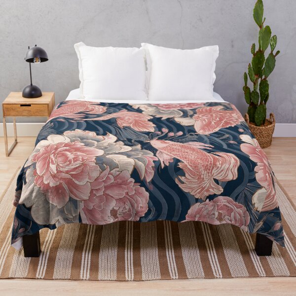 Item preview, Blue Pink Koi Chinoiserie Floral Pattern designed and sold by Magic Love Art Print.