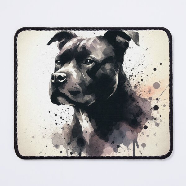 Item preview, Black and White Staffy Watercolor Portrait designed and sold by MaedK.