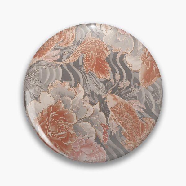 Item preview, Coral Koi Chinoiserie Floral Pattern designed and sold by Magic Love Art Print.