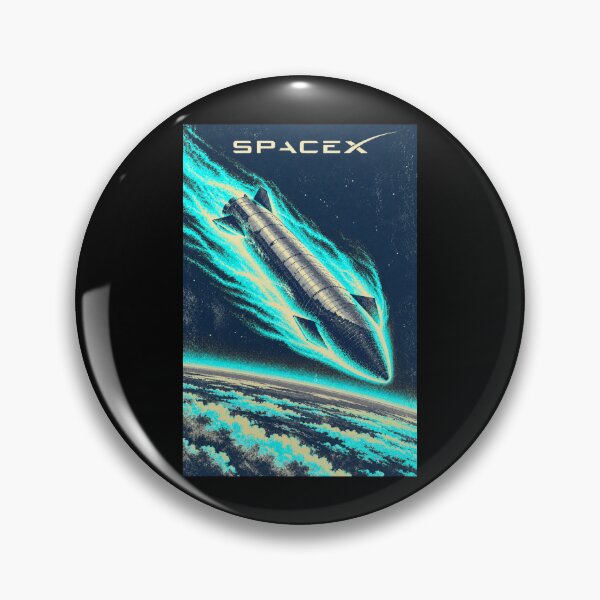 Item preview, SpaceX Starship Reentry – Retro Navy Orange Silkscreen Space Art designed and sold by TEEJAMBOREE.