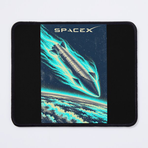 Item preview, SpaceX Starship Reentry – Retro Navy Orange Silkscreen Space Art designed and sold by TEEJAMBOREE.