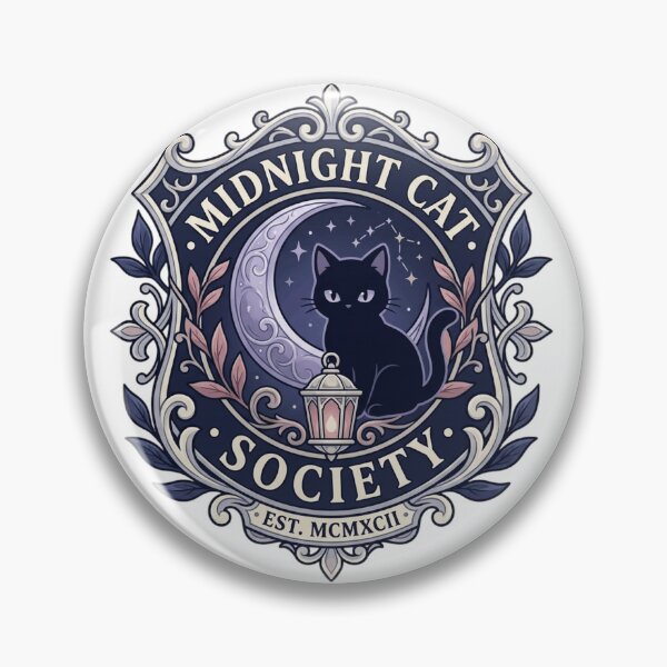 Item preview, Midnight Cat Society Gothic Black Cat Moon Lantern Crest  designed and sold by mood-draftsman.