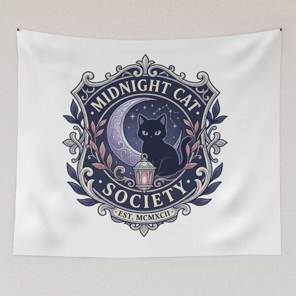 Item preview, Midnight Cat Society Gothic Black Cat Moon Lantern Crest  designed and sold by mood-draftsman.