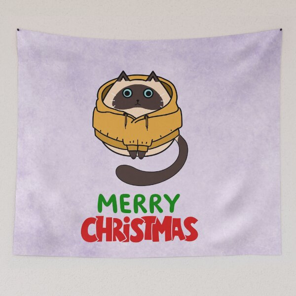Item preview, Cute Siamese Cat Merry Christmas Holiday Art designed and sold by stormk10.