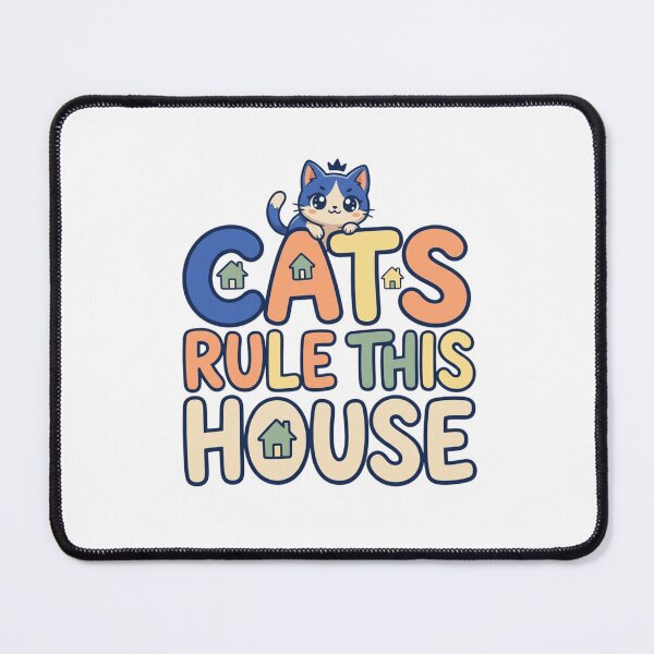Item preview, Cats Rule This House Funny Crowned Kitty Retro Typography Quote designed and sold by mood-draftsman.