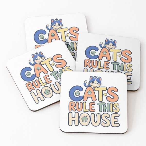 Item preview, Cats Rule This House Funny Crowned Kitty Retro Typography Quote designed and sold by mood-draftsman.