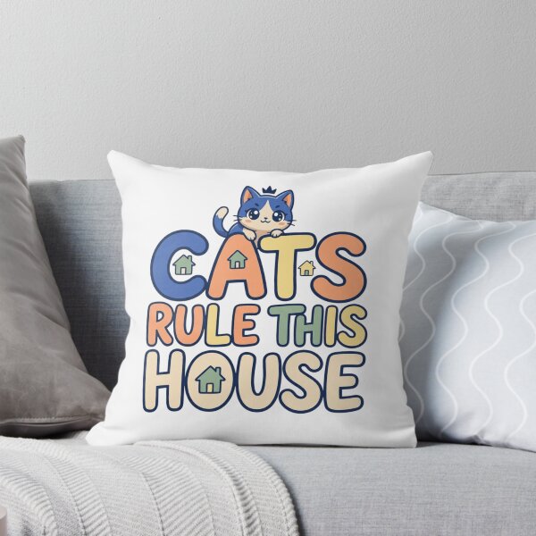 Item preview, Cats Rule This House Funny Crowned Kitty Retro Typography Quote designed and sold by mood-draftsman.