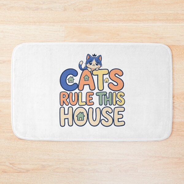 Item preview, Cats Rule This House Funny Crowned Kitty Retro Typography Quote designed and sold by mood-draftsman.