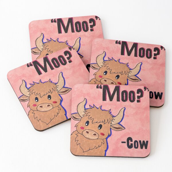 Item preview, "Moo?" - Funny Highland Cow Quote Pop Art Print designed and sold by 716ArtStudio.