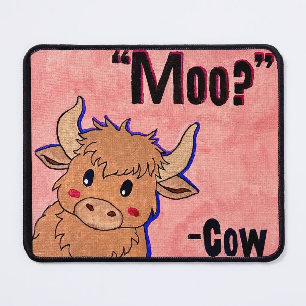 Item preview, "Moo?" - Funny Highland Cow Quote Pop Art Print designed and sold by 716ArtStudio.