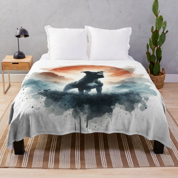 Item preview, Staffy Silhouette Against Sunset Watercolor Portrait designed and sold by MaedK.