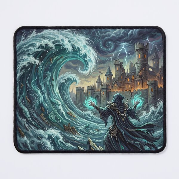 Item preview, Hooded Water Mage Calling a Tidal Wave at Sea designed and sold by Lucid Dream Pixel.