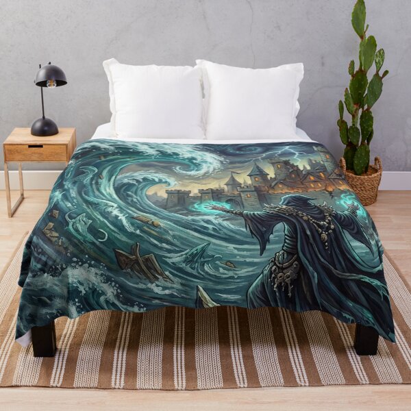 Item preview, Hooded Water Mage Calling a Tidal Wave at Sea designed and sold by Lucid Dream Pixel.