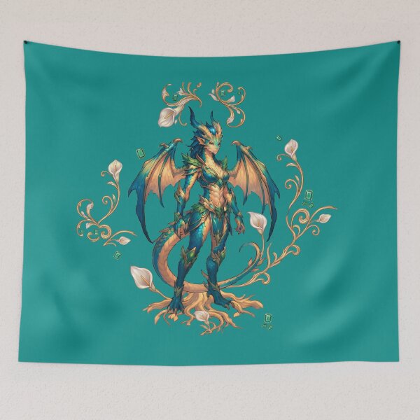 Item preview, Emerald Dragon Empress Seamless Pattern Artwork designed and sold by Ammeluk.