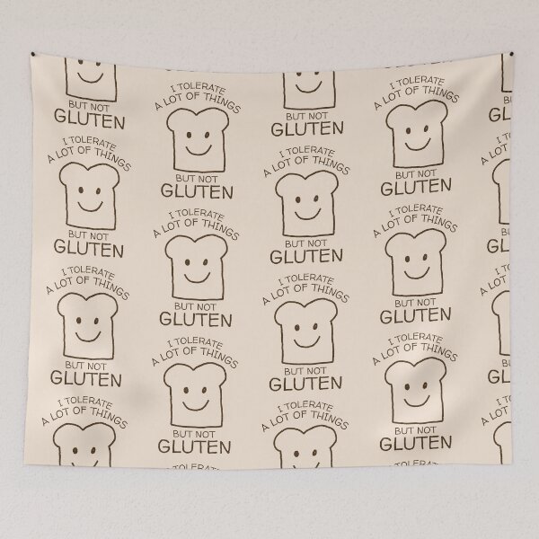 Item preview, I Tolerate A Lot Of Things But Not Gluten Funny Smiling Bread Doodle designed and sold by KLArtzStore.