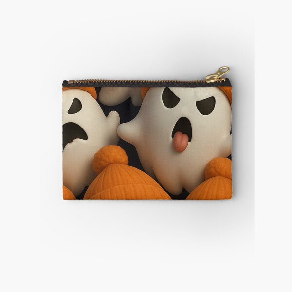 Item preview, Cute 3D Ghosts Wearing Orange Beanie Hats — Playful Spooky Autumn Pattern designed and sold by LYAN-STORE.