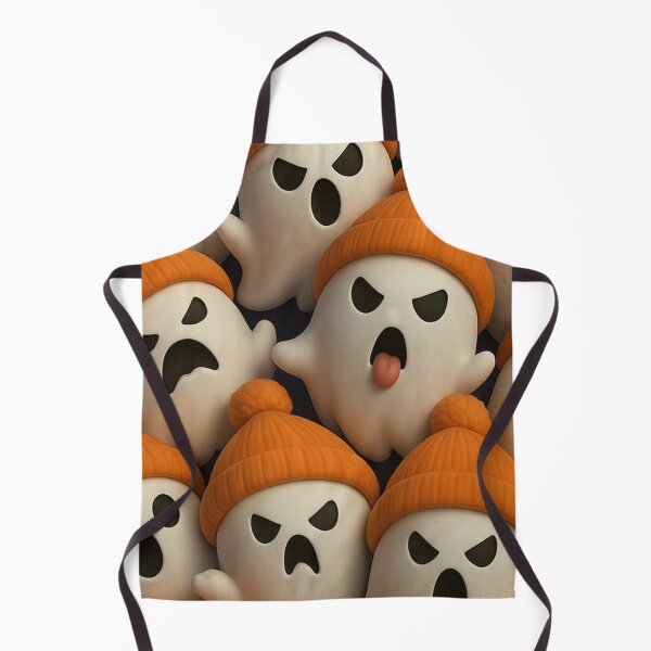 Item preview, Cute 3D Ghosts Wearing Orange Beanie Hats — Playful Spooky Autumn Pattern designed and sold by LYAN-STORE.
