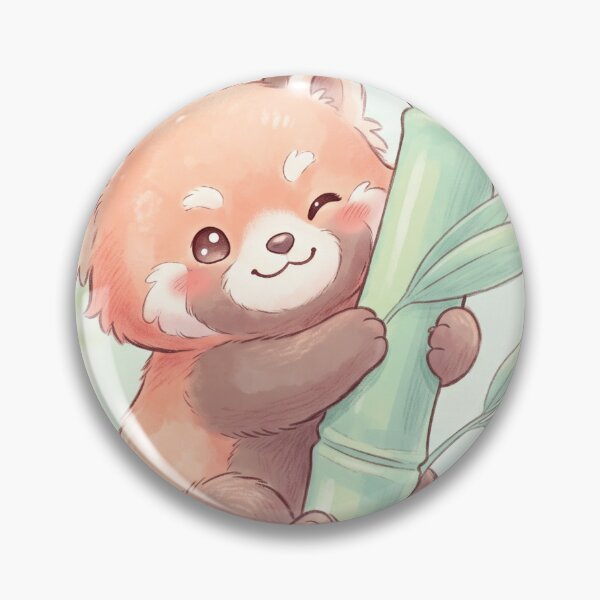 Item preview, Cute Red Panda Hugging Bamboo | Whimsical Kawaii Illustration designed and sold by Moonlily Tavern.