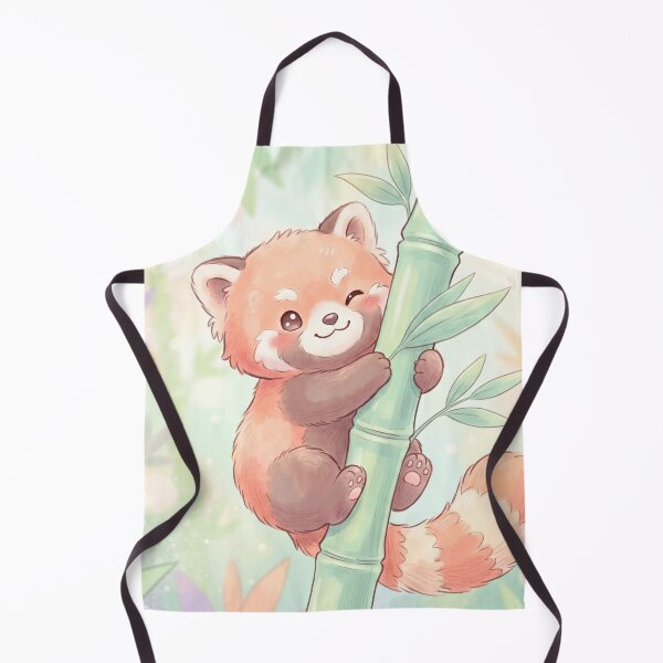 Item preview, Cute Red Panda Hugging Bamboo | Whimsical Kawaii Illustration designed and sold by Moonlily Tavern.