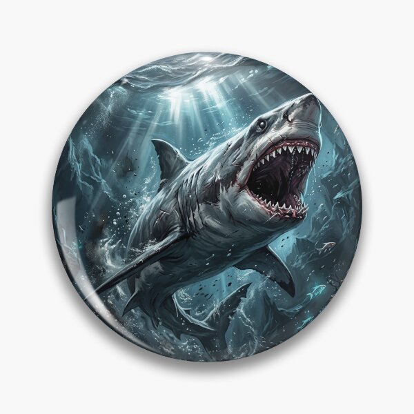 Item preview, Fierce Great White Shark Attacking from the Deep designed and sold by Lucid Dream Pixel.