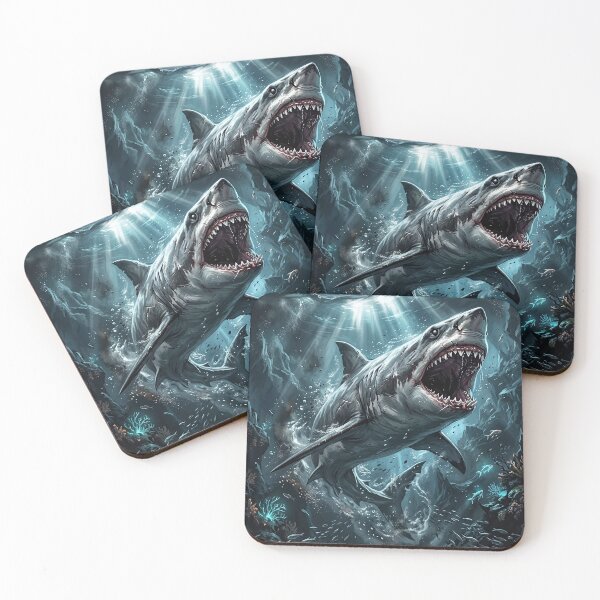 Item preview, Fierce Great White Shark Attacking from the Deep designed and sold by Lucid Dream Pixel.
